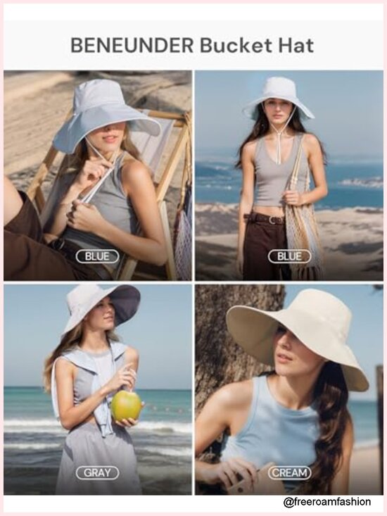 Reversible Wide Brim Sun Bucket Hat UPF50+ Foldable Travel
